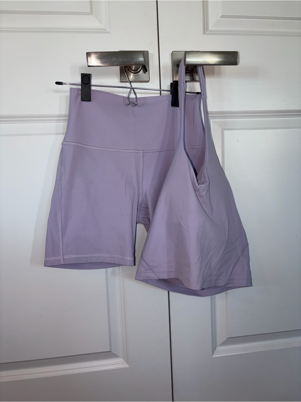 Lululemon Women’s Lilac High-Waist Biker Shorts & Halter Top